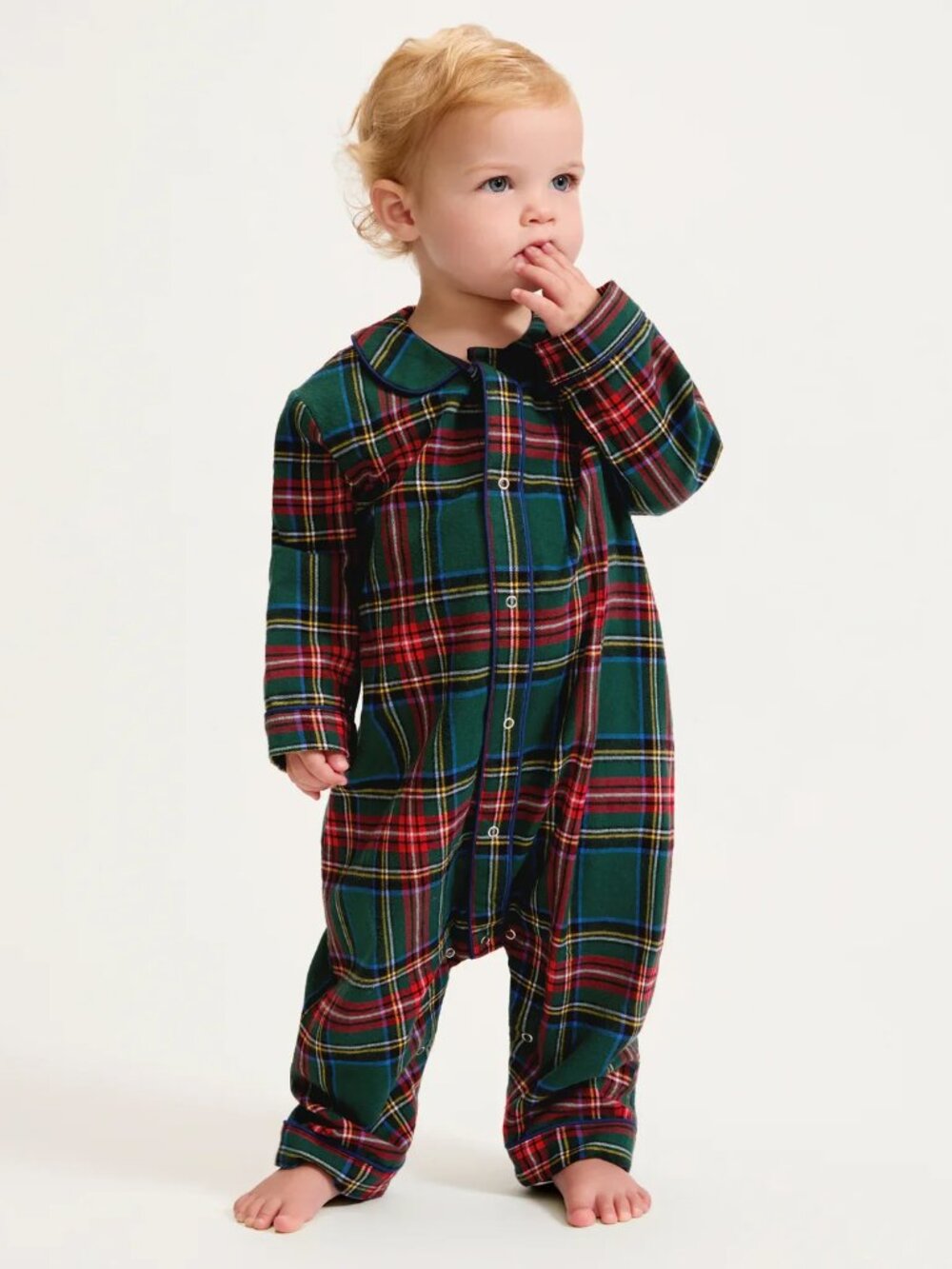 Petite Plum Twill Cambridge Romper | Kensington Tartan Size 0-3months